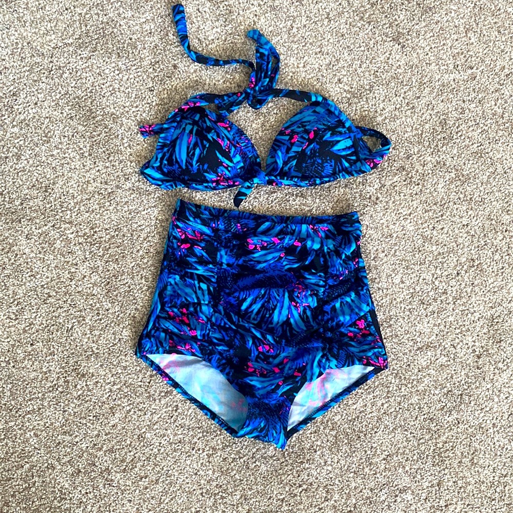 High waisted , halter top bikini